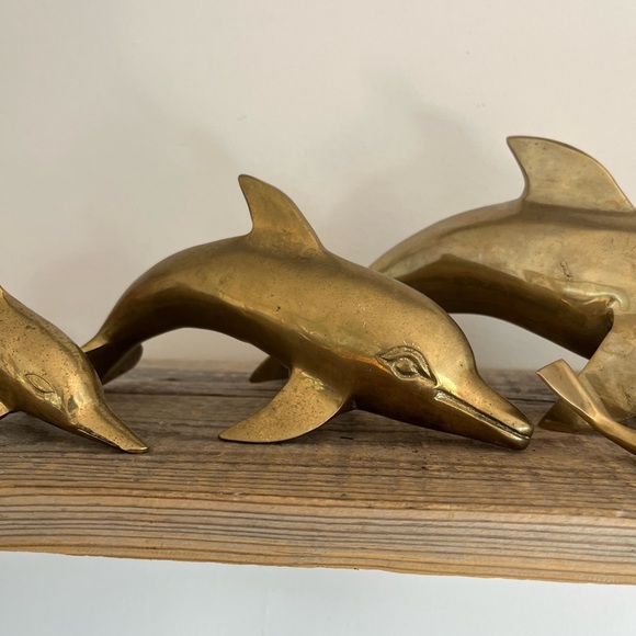 Brass Dolphin sculptures Set of 4 - Picture 3 of 6